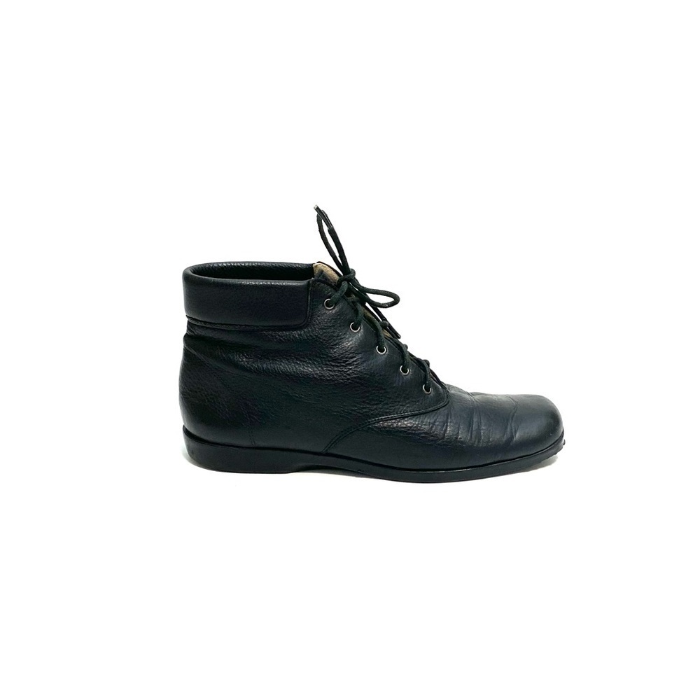 Vintage 1990s black leather lace up goth granny boots